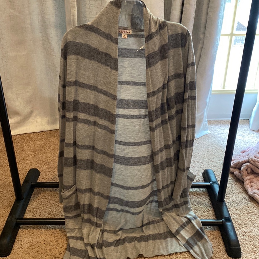Gray striped sweater